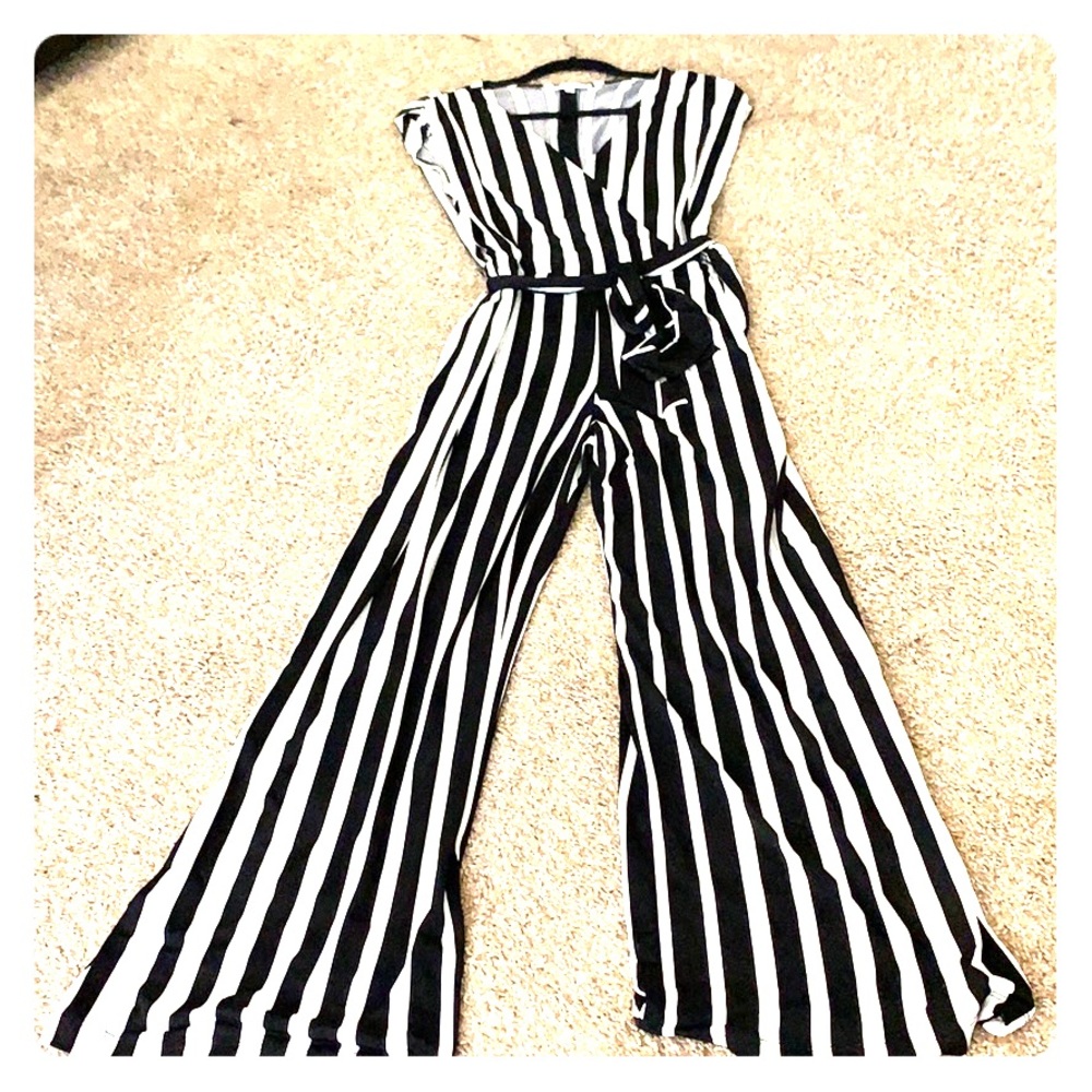 Black and White Striped Romper/Jumpsuit